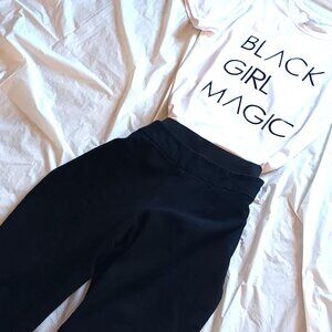 100% COTTON GRAPHIC "MAGIC" T, SMALL & BLACK ANKLE-LENGTH COTTON PANTS, 8